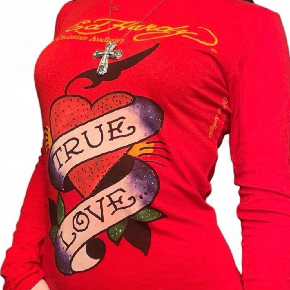 SOLD ! long sleeve y2k ed hardy dress / shirt ?